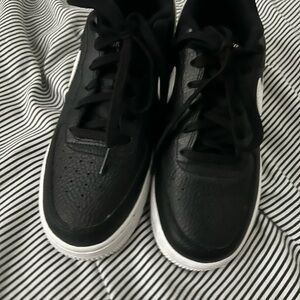 Boys Nike Black Leather Low-Top Sneakers with White Sole